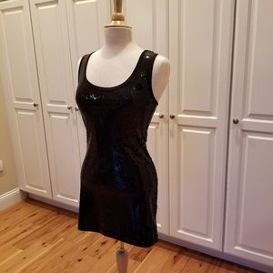 NWOT sexy black sequin bodycon dress, small